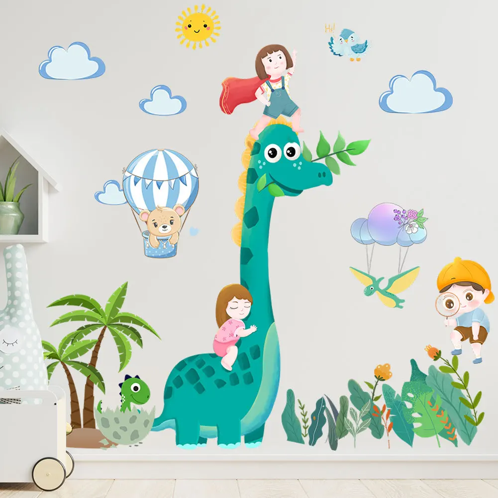 cartoon dinosaur wall sticker for kindergarten self adhesive baby room decor cute dino wall decal