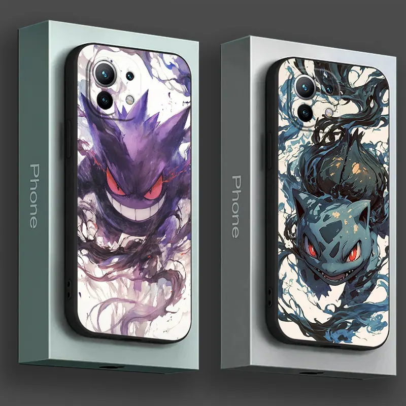 Gengar Bulbasaur Mewtwo Art Pokemons Phone Case X7Pro For Xiaomi 14T 13T 12T 11T Pro 11 Lite Poco X3 X4 X5 X6 M5 F6 X7 Pro Cover