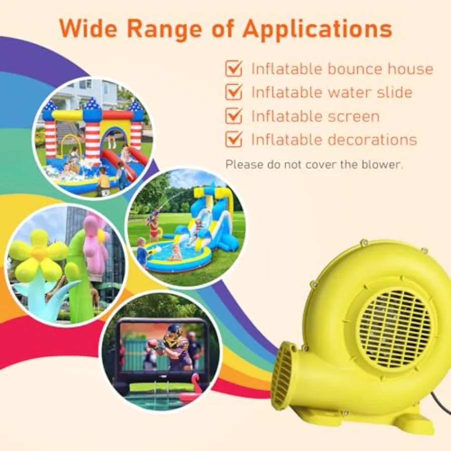 380W 0.5HP Air Blower for Inflatables: Commercial Electric Blower Designed for Continuous Operation to Inflate Bounce Houses Bo