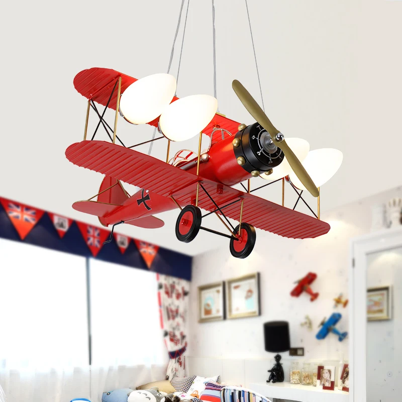 Nordic Led Creatieve Eenvoudige Vliegtuigen Hanglamp Gepersonaliseerde Ijzeren Kunst Jongens Meisjes Slaapkamer En Studie Decoratie Kinderkamer