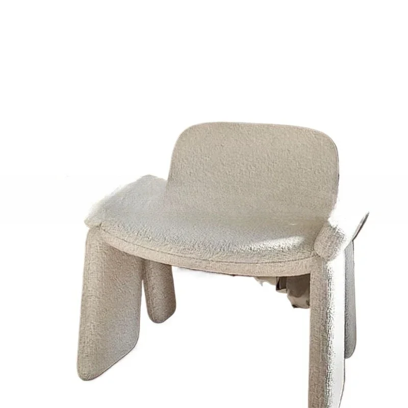 

Nordic light luxury, fiberglass living room leisure chair, teddy velvet soft bag, backrest dining chair