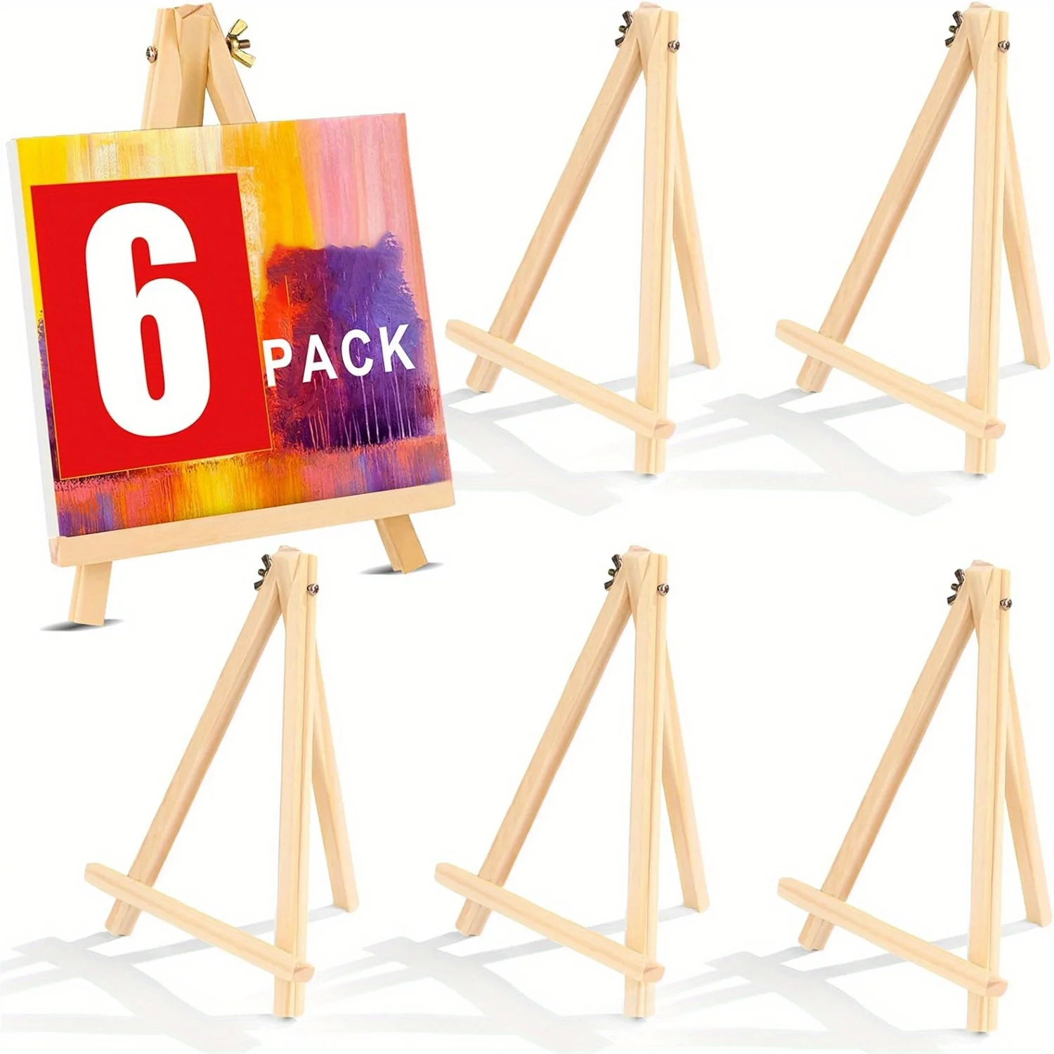 6pcs/pack Wood Easel Stands - Portable Tripod Painting Party Easel for Student Art Crafts Canvas Photo Picture Sign Holde