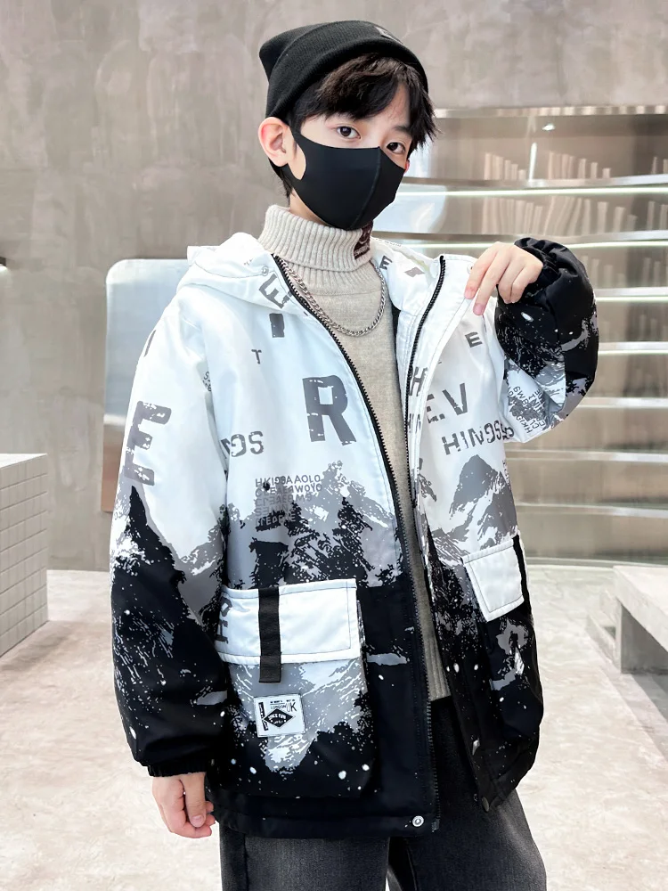 سترة Jaet للأولاد لخريف وشتاء 2025 جديدة متوسطة الحجم من القطن سترة للأولاد لربيع وخريف وشتاء ملابس خارجية دافئة طويلة بغطاء للرأس #2