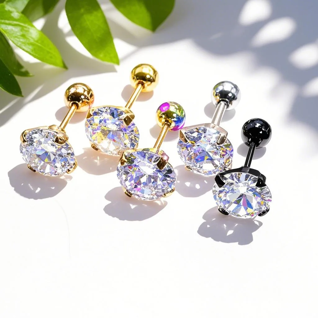 

2PC AAA Zirconia 1.2*6mm Stainless Steel Screw-Back Stud Earrings Gold Color for Men & Women Delicate Jewelry 2mm to 8mm Sizes