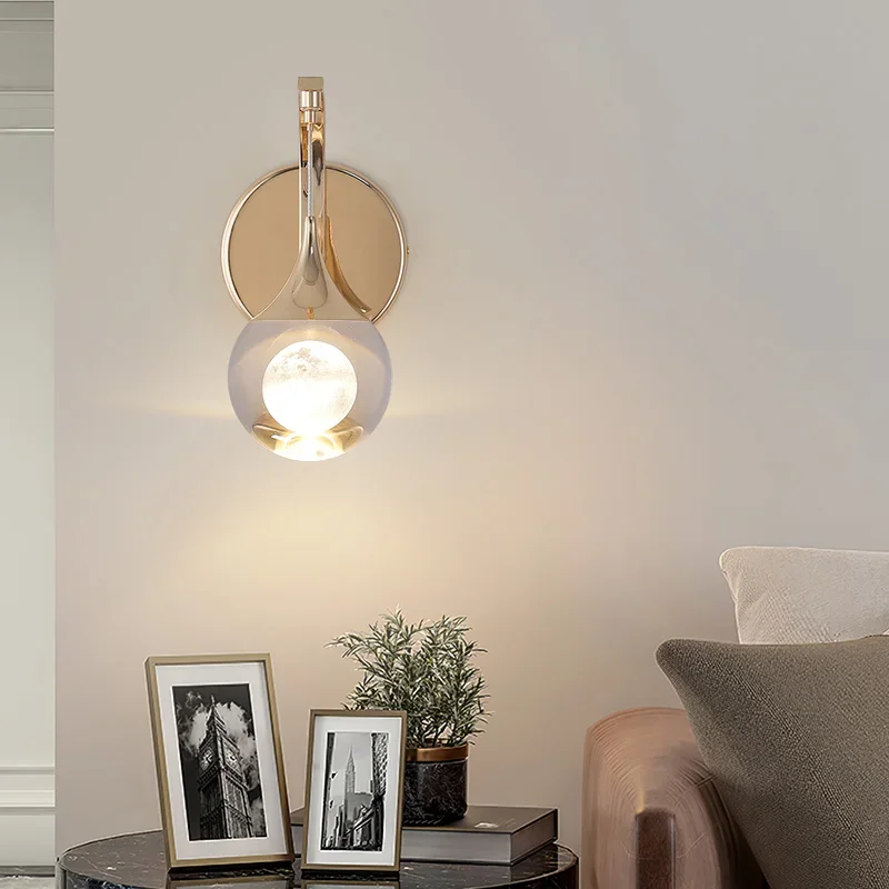 APRIL Modern Nordic Crystal Wall Lamps Simple Moon Sconce LED Decorative Parlour Bedside Light Fixtures