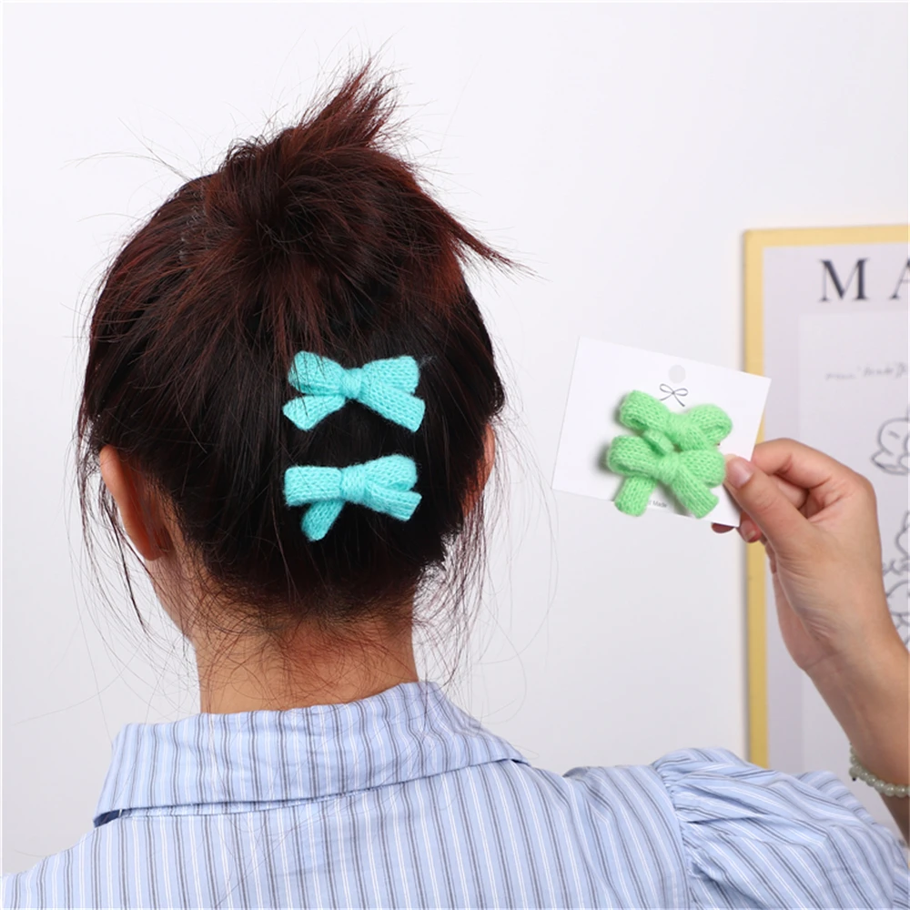 2Pcs/Set Wool Knit Hair Clips Cute Hairpins Girls BB Clips Sweet Hair Clip Barrettes Kids Headwear Baby Girl Hair Accessories