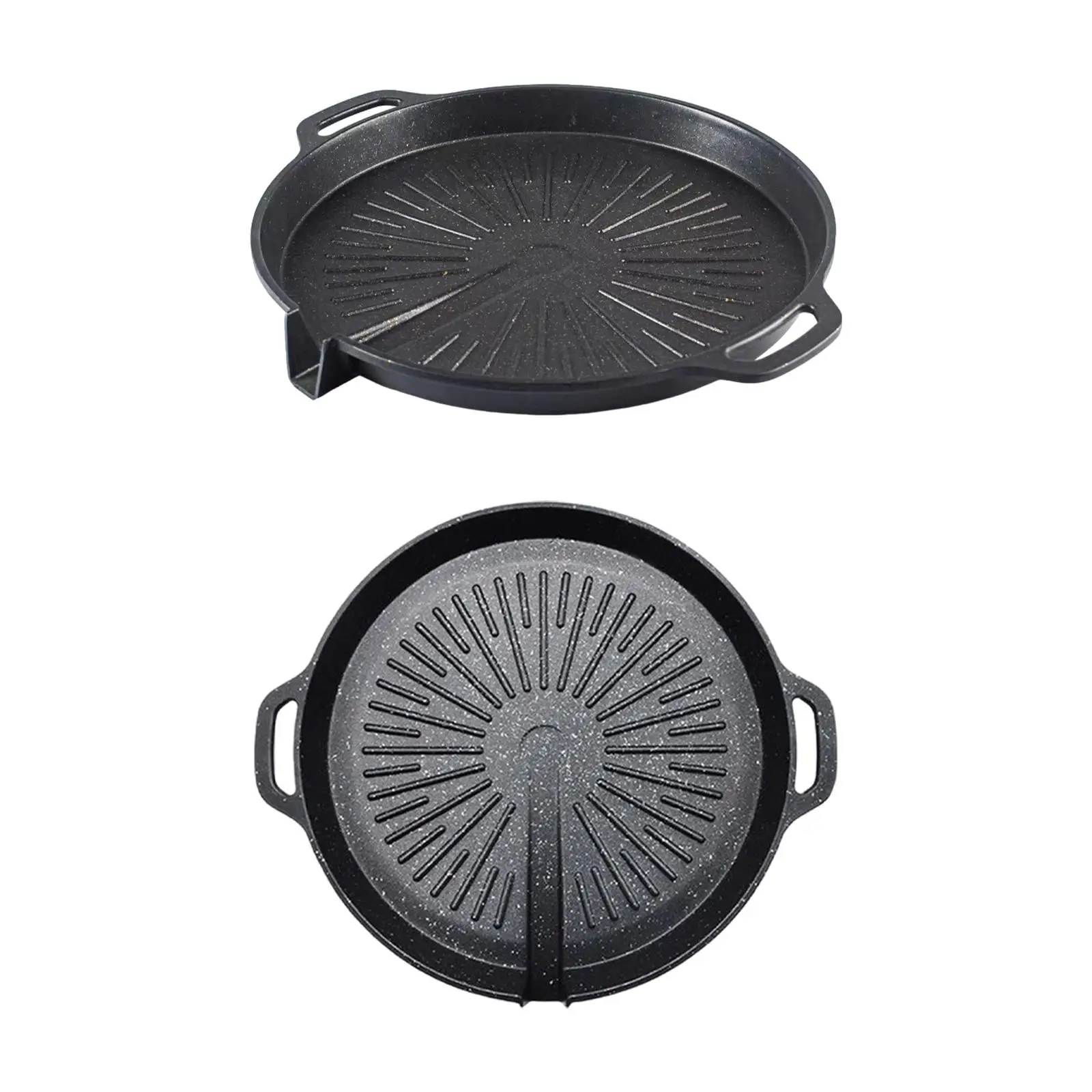 Grill Pan Multipurpose with Oil Pour Spout Easy Cleaning Round Barbecue Griddle Cooking Pot Pancake Pan for Beef Party Household