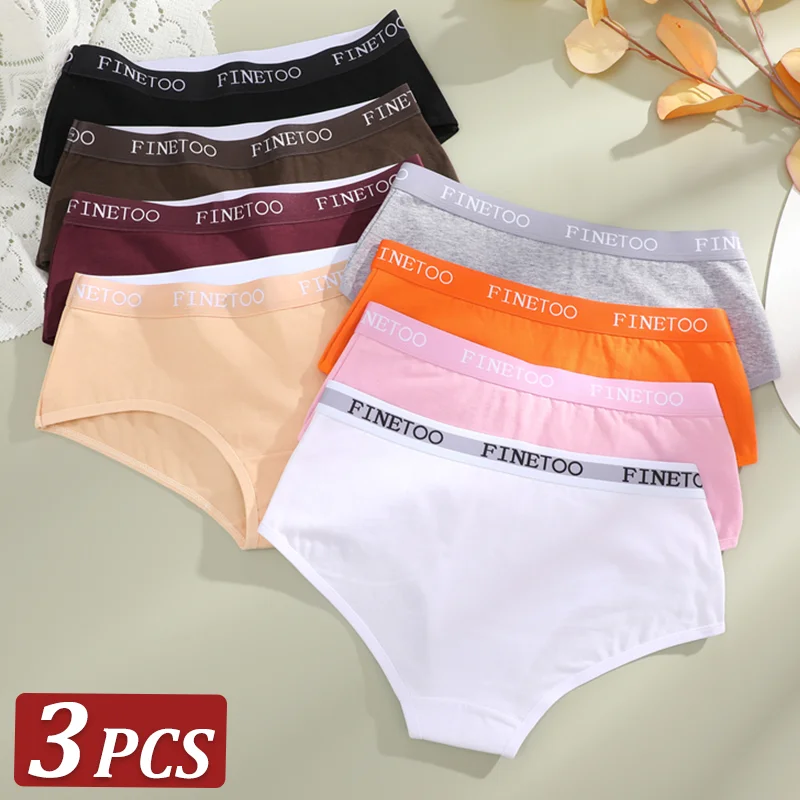 3Pcs Women\'s Cotton Briefs Letter Belt Underwear Women Panties Sexy Breathable Briefs Female Stretch Ladies Soft Lingerie S-XL