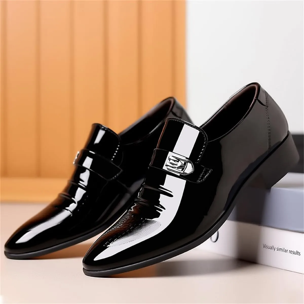 Mens Dress Shoes High Gloss Patent Slip On Loafers Formal Business Oxford Casual Driving Pointed Toe Boat Shoe For Men - Image 5