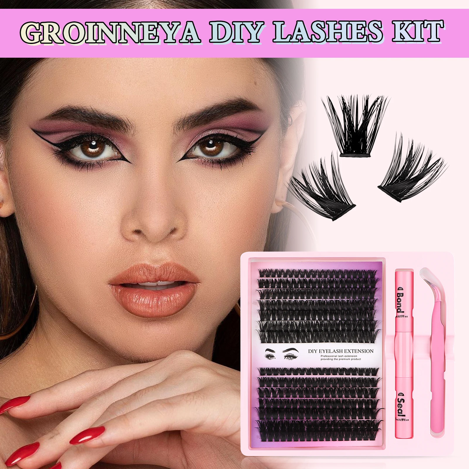 Diy Wimpers Verlengingsset Individuele Mix Wimper Clusters Met Waterdichte Sterke Hold Lash Bond En Seal Make-Up Accessoires