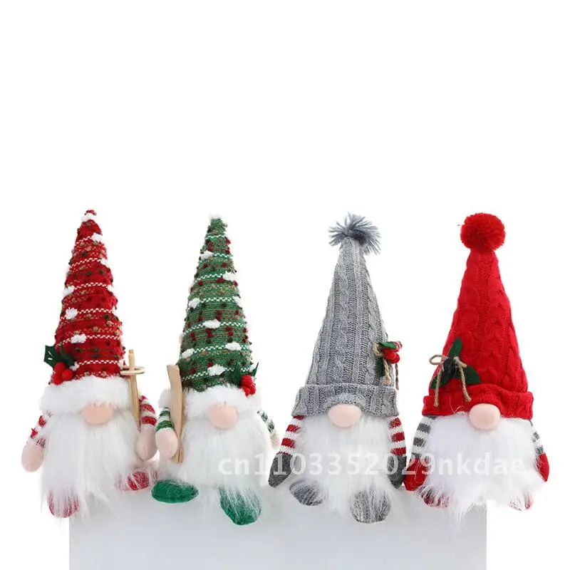 

New Santa Claus Ornaments Knitted Luminous Night Light Doll Window Decoration Small Ornaments Christmas Gifts
