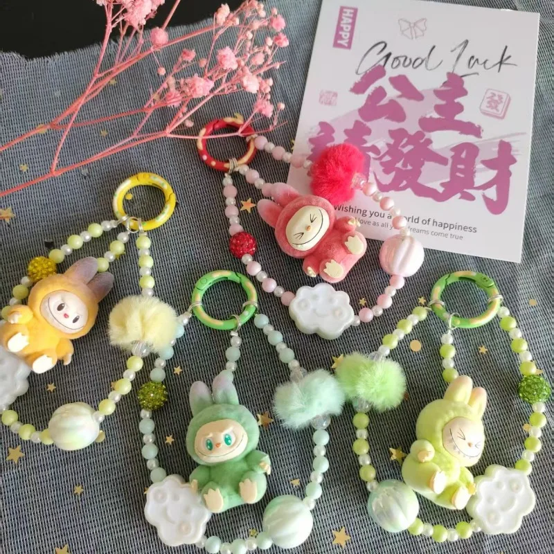 

New Monster Keychain Three-dimensional Flocking Doll Schoolbag Pendant Kawaii Cartoon Couple Cell Phone Chain Women and Men Gift