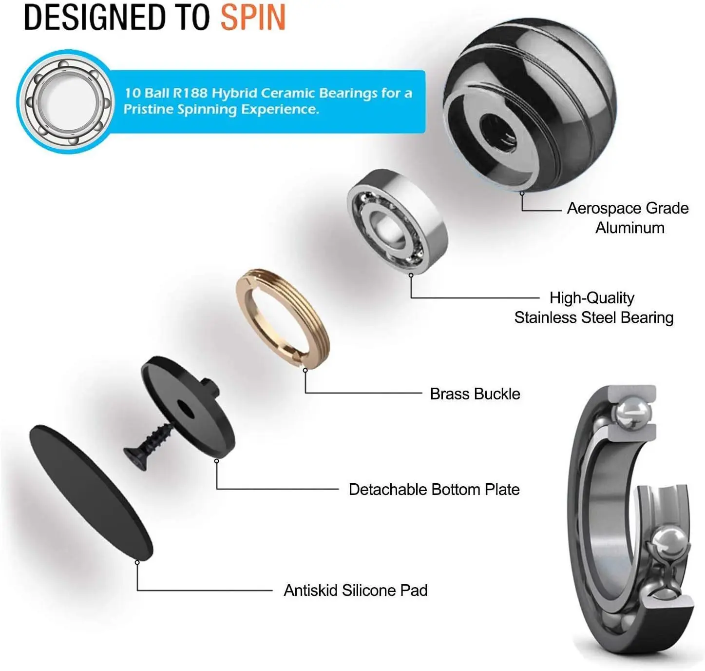 Metal Fidget Spinner Toys,EDC Hand Spinning Top Anti Stress Relief  Antistress Anxiety Fidgeting Toy for Adult Kids Autism ADHD