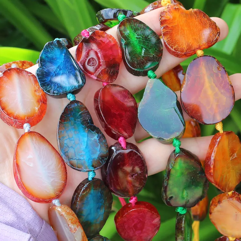 20-35mm Natural Agate Multicolor Loose Beads 16inch , For DIY Jewelry Making !