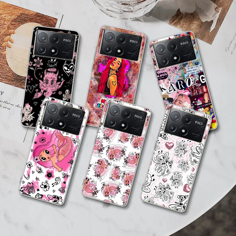 Transparent Case for Xiaomi Poco X6 F4 M5 X3 F1 M3 M5s X4 X5 F3 F5 M4 F2 Pro TPU Phone Cover Singer Karol G Funda Capa