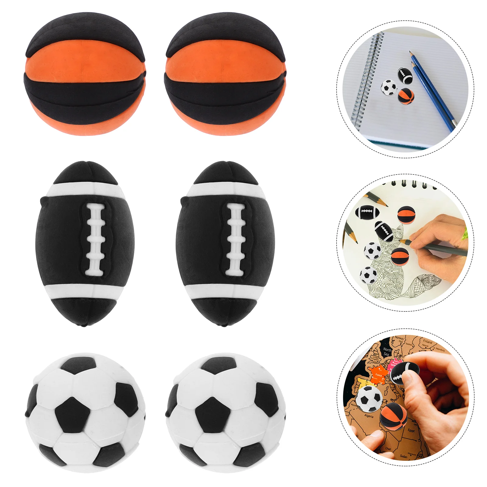 25 Pcs Simulation Ball Tiny Pencil Eraser Decorative Balls Shaped Kids Gift Foosball Rugby Football Small Child Erasers for