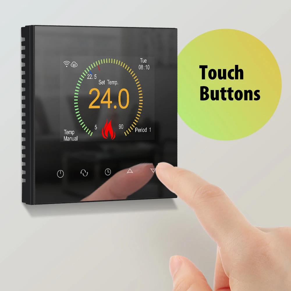 Beok Wifi Smart Thermostat Tuya Thermoregulator Colorful Screen Gas Boiler Electric Heating Temperature Controller Alexa Google