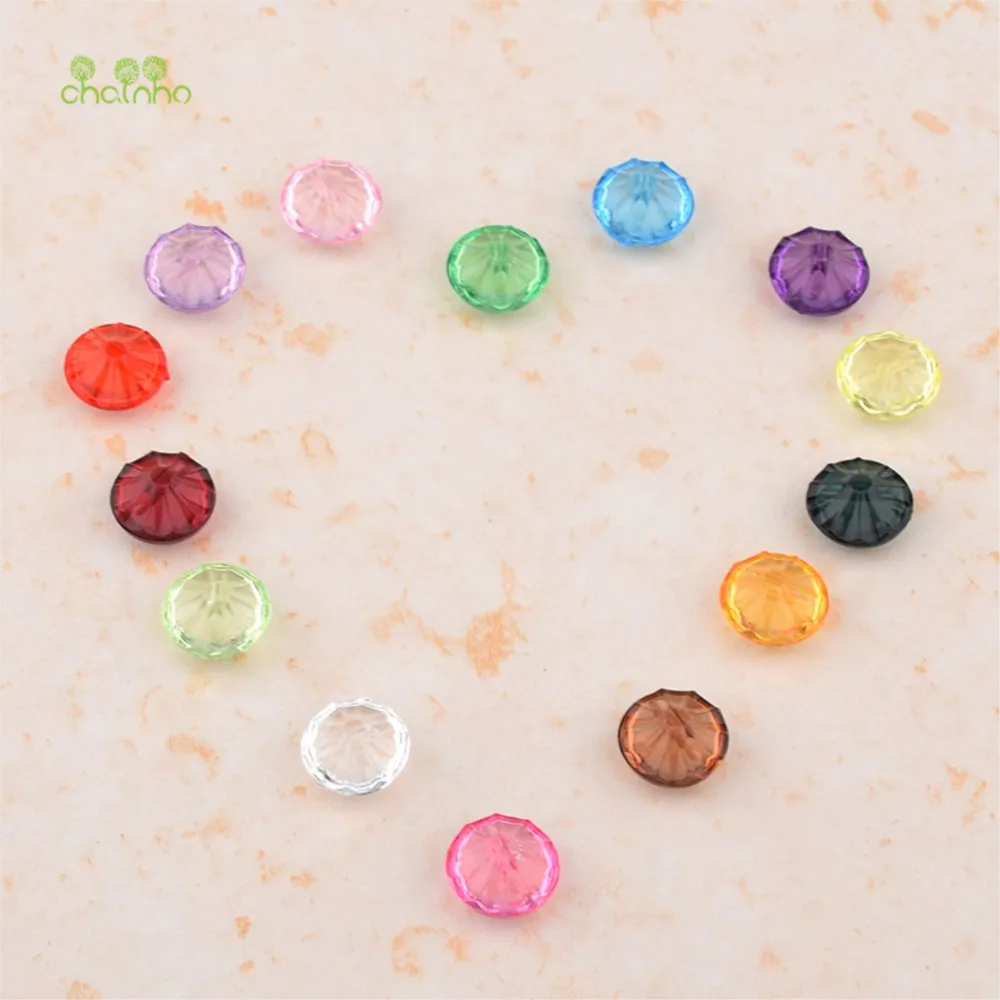 Chainho,Acrylic Crystal Transparent Button,12mm,15 Colors Aailable,50pcs,1 Holes,DIY Sewing Material,Shirts,Skirt Accessories,