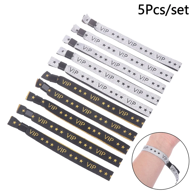 

5Pcs VIP Cloth Event Wristband VIP Fabric Wristbands Solid Color Cloth Wristband Event Club Lightweight Concert Wrist Strap