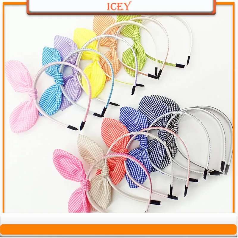 1pc Rabbit Ear Hair Hoop Female Headband Plaid Headbands Bow Tie Headwear Rabbit Ears Scrunchie Hair Accessories