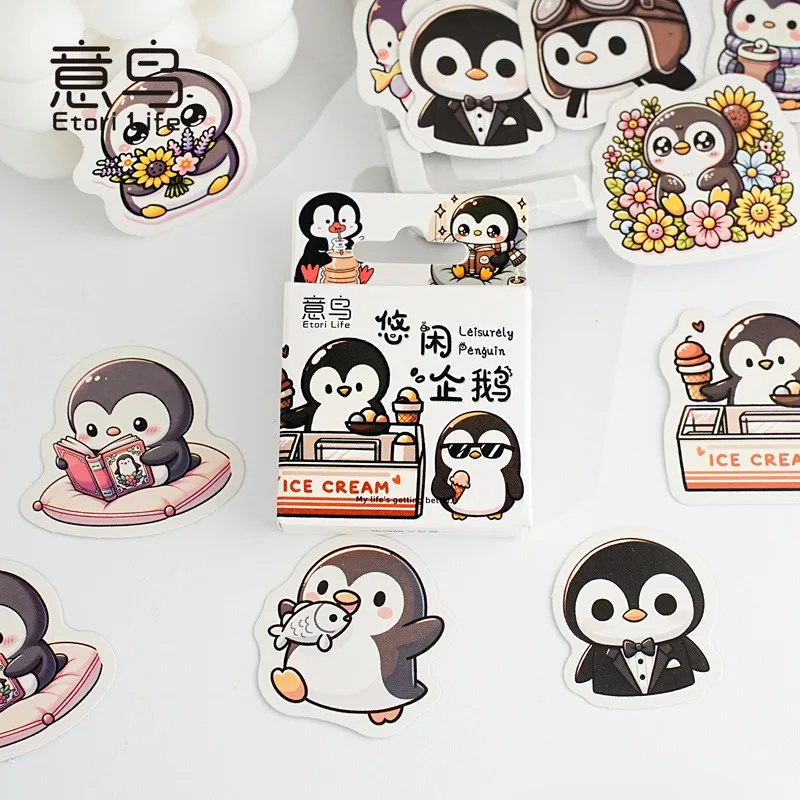 45 unids/caja Kawaii pegatinas de pingüino autoadhesivas pegatinas decorativas de papelería Scrapbooking Diy álbum diario etiqueta adhesiva