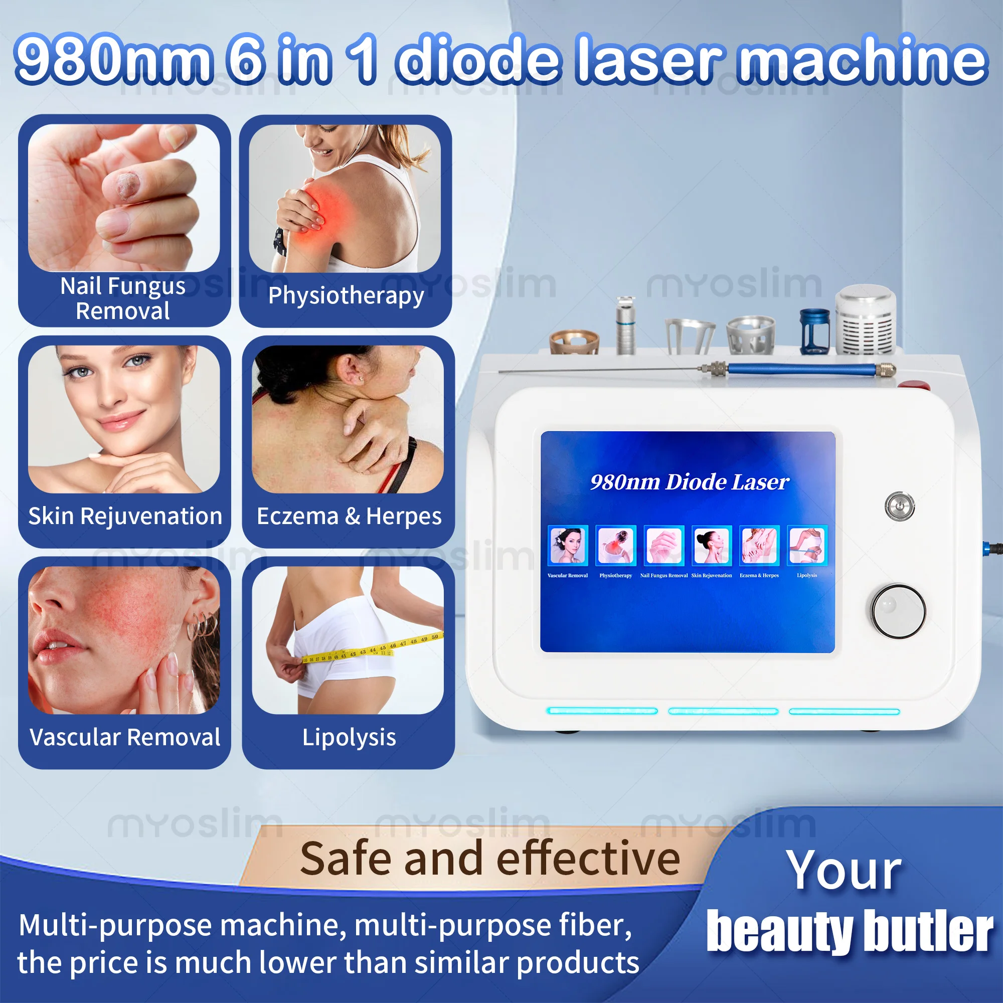 

980Nm Laser Diode Vascular Spider Varicose Vein Removal Machine Treatment Fungi Physiotherapy For Nail Lipolisi Commercial Salon