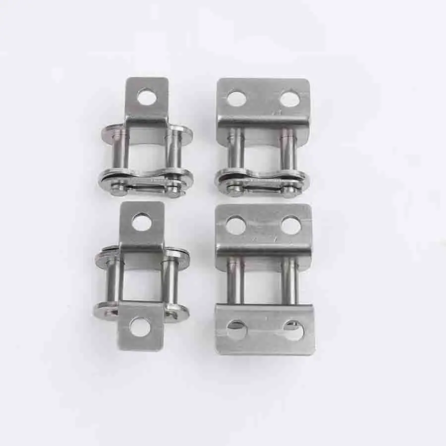 Stainless Steel Roller Chain Drive Connector Single Side Double Hole for 06B 08B 10A 12A Industrial Strength Hardware Accessory