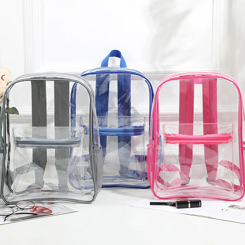 Transparent Backpack Small Simple Zipper Bag Summer All-Match Fashion Clear PVC Handbags Purses Phone Bag