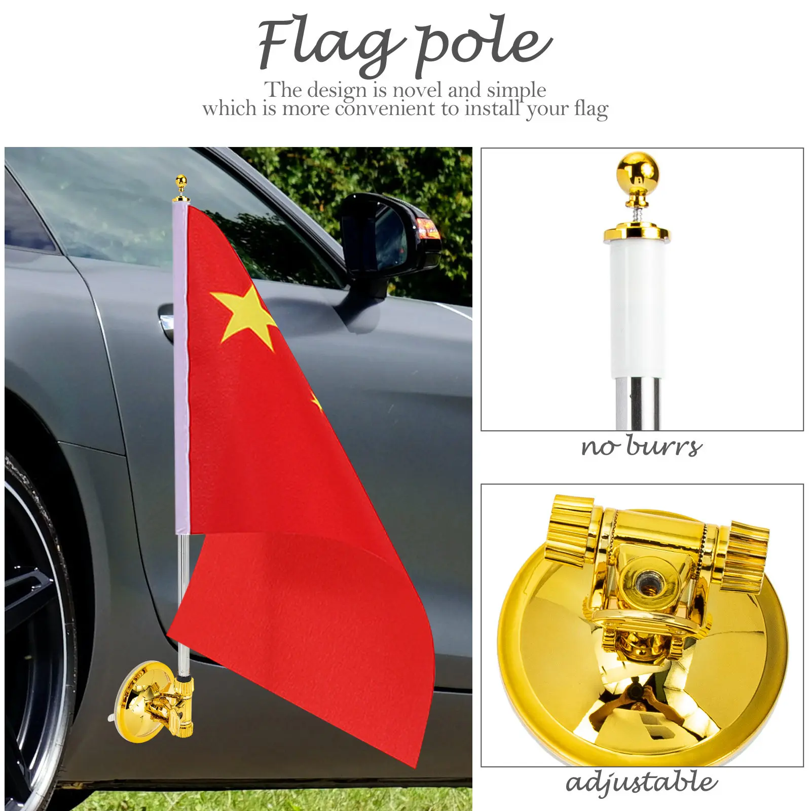 Premium Suction Cup Flagpole for Car Truck Bus Window Mount Nail Free Flag Support Pole Tough Craftsmanship Maximum Visibility