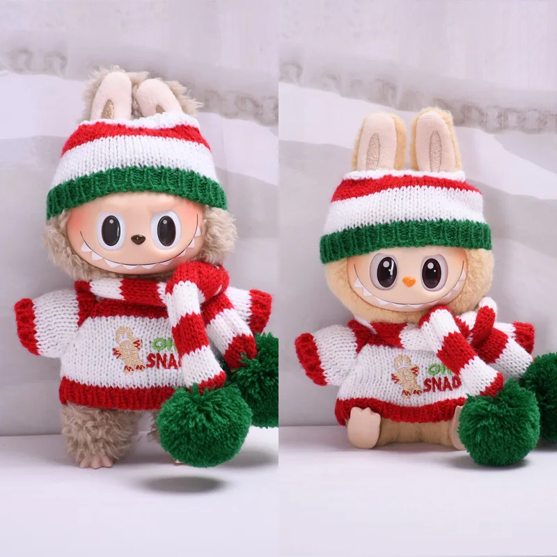 DIY Doll Clothes Outfit Accessories Christmas Sweater Gingerbread Man for 17CM Labubu Mini Dolls Clothing Girl Gift Kid Gift