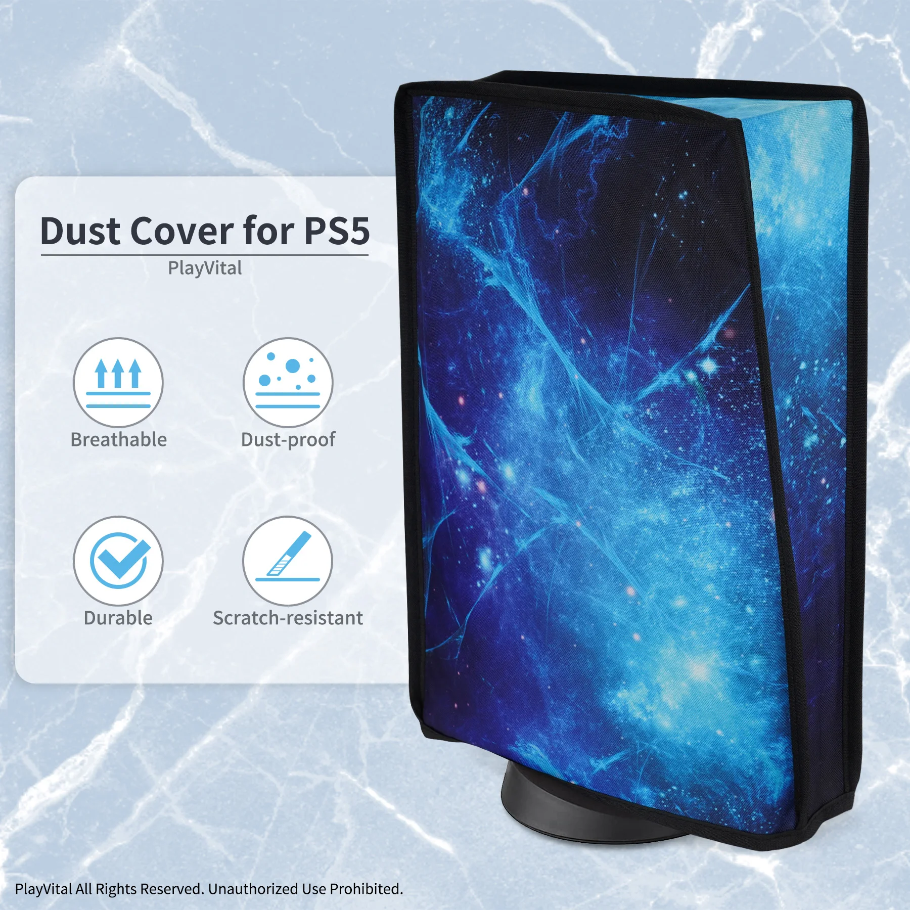 PlayVital Blue Nebula Dust Cover Waterproof Dust Guard Anti Scratch Sleeve for ps5 Console Digital Edition & Disc Edition