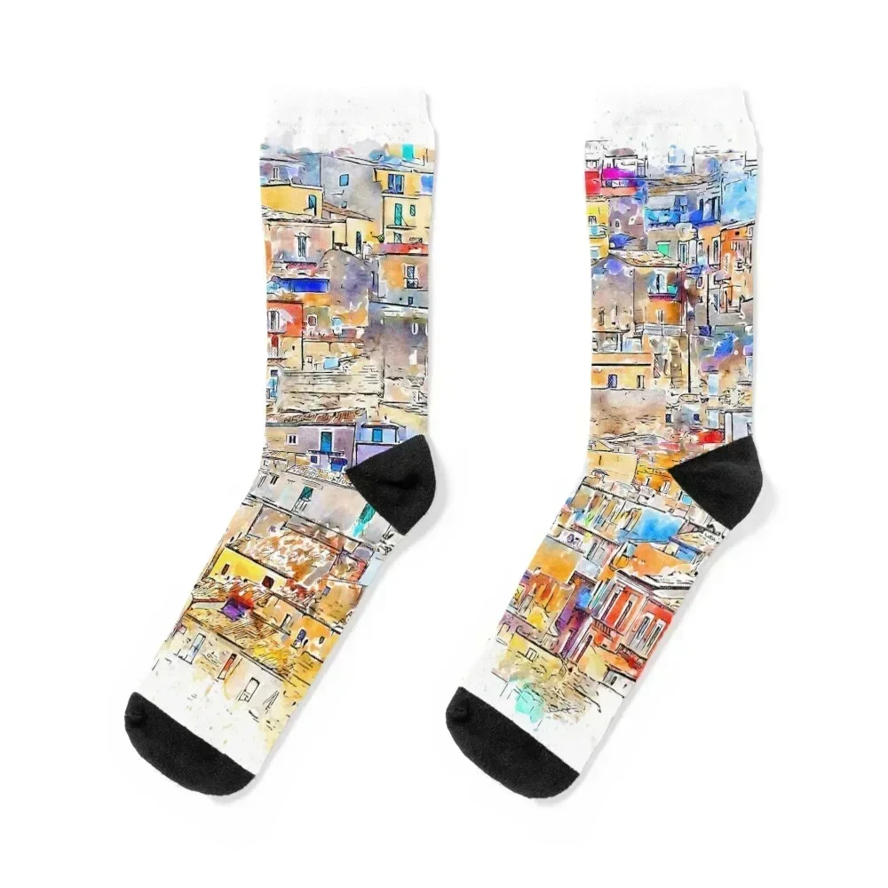 

Sicily, villages of Italy Socks winter gifts sport Stockings compression christmas gift Ladies Socks Men's