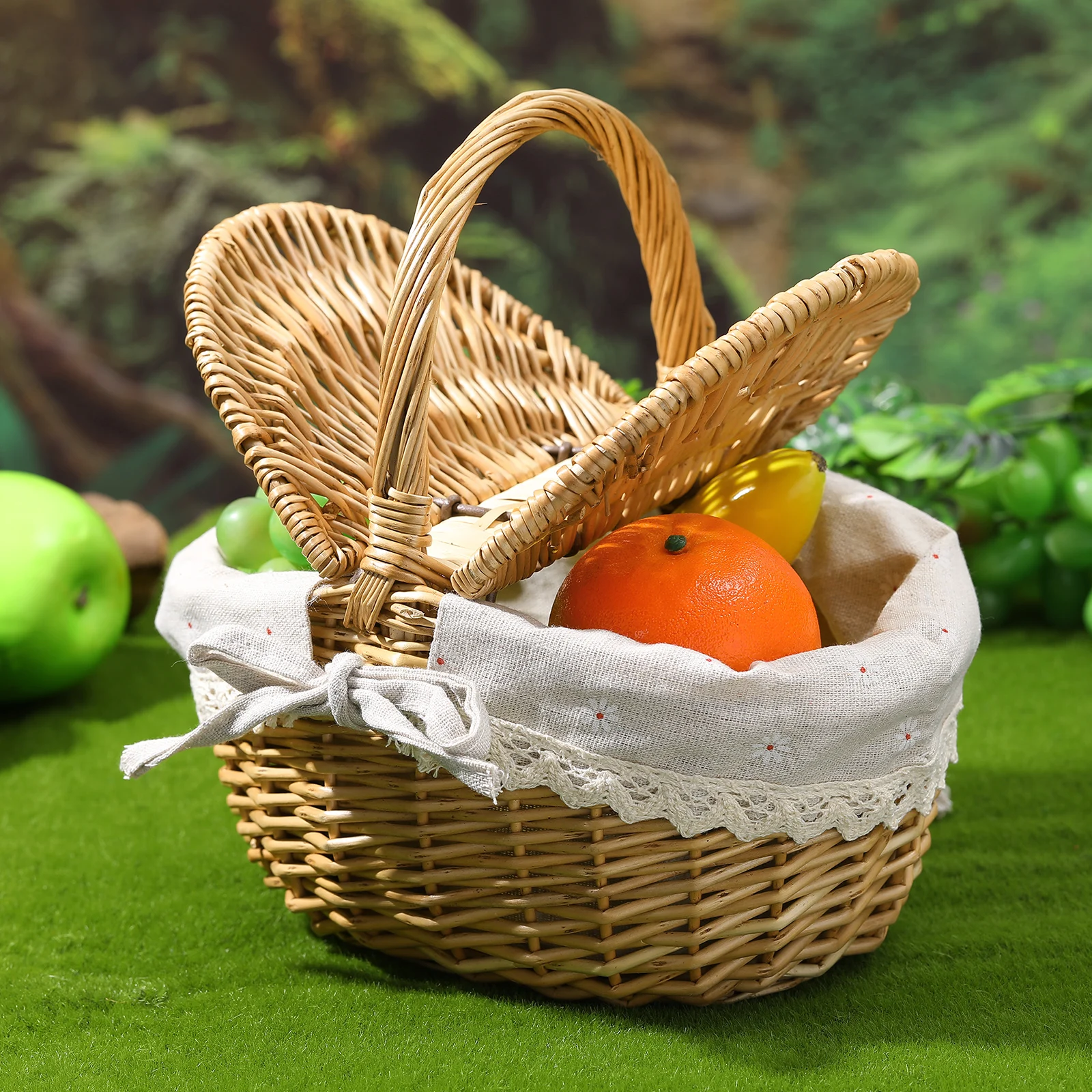 

1pc Rattan Storage 26x18x15cm Natural Daisy Picnic Home Decor Fruit Vegetable Weaving Vegetable Basket Bread Container