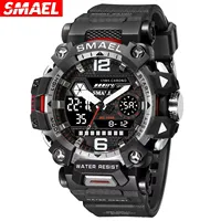 SMAEL 8072 50m Waterproof Sports Watch Military Man Sports Watch Digital Dual Display Watch Quartz Led Digital Men Watches
