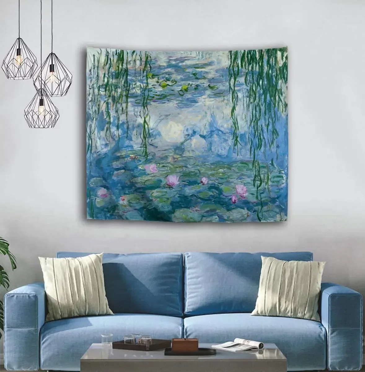 Water Lilies Flowers Wall Tapestry Art Home Decor for Living Room Bedroom Bathroom Kitchen Dorm