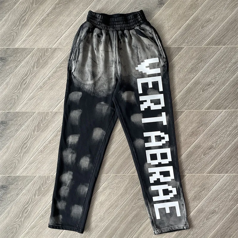 Vertabrae Sweatpants American Trendy Tie-Dye 3D Letter Print Men Women Casual Long Pants