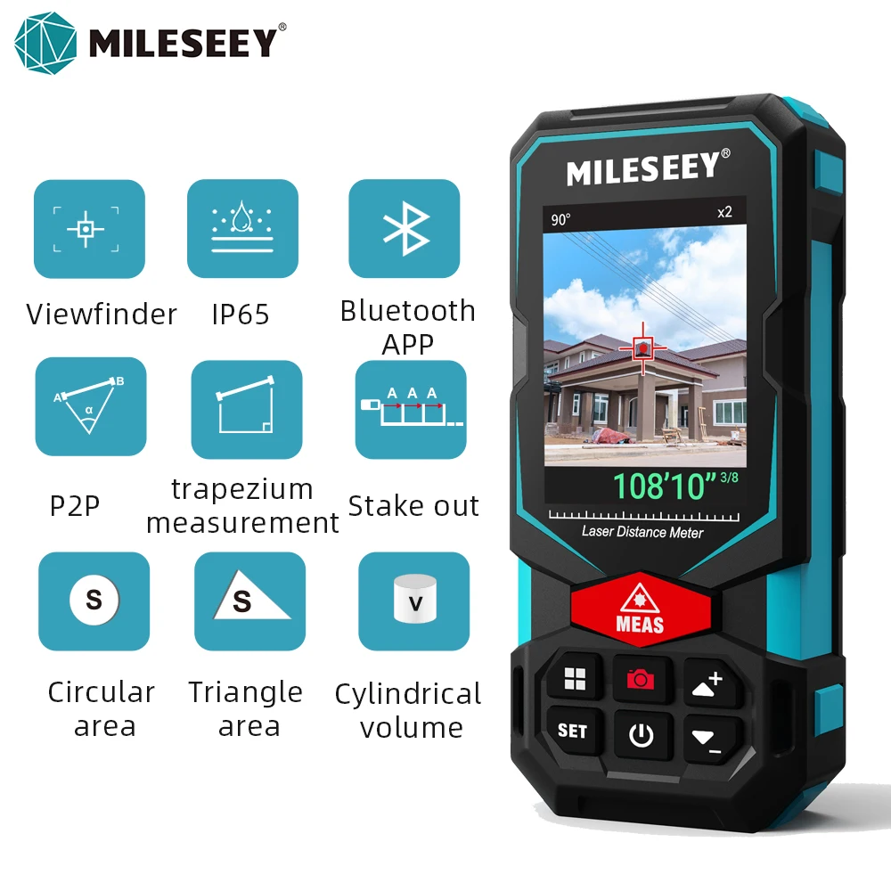 Mileseey S2 Laser z Bluetooth dalmierz 60/80/100m taśma laserowa akumulator Laser ręczny narzędzie do pomiaru odległości