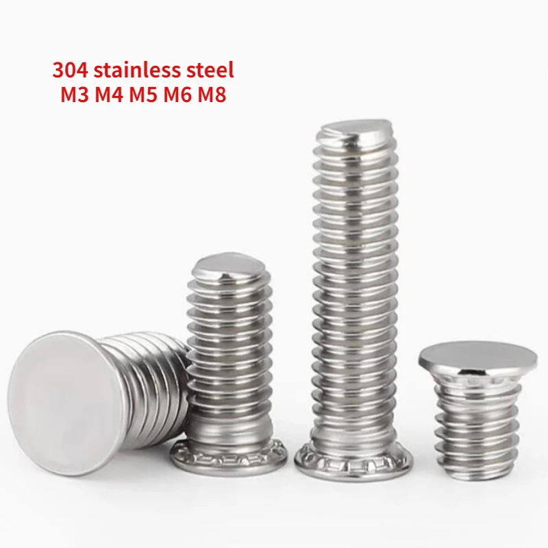 

20/40/100/200pcs Self Clinching Screw Studs Pressure Rivet FHS 304 Stainless Steel Rivet Screw M3 M4 M5 M6 M8 Flush Head Studs