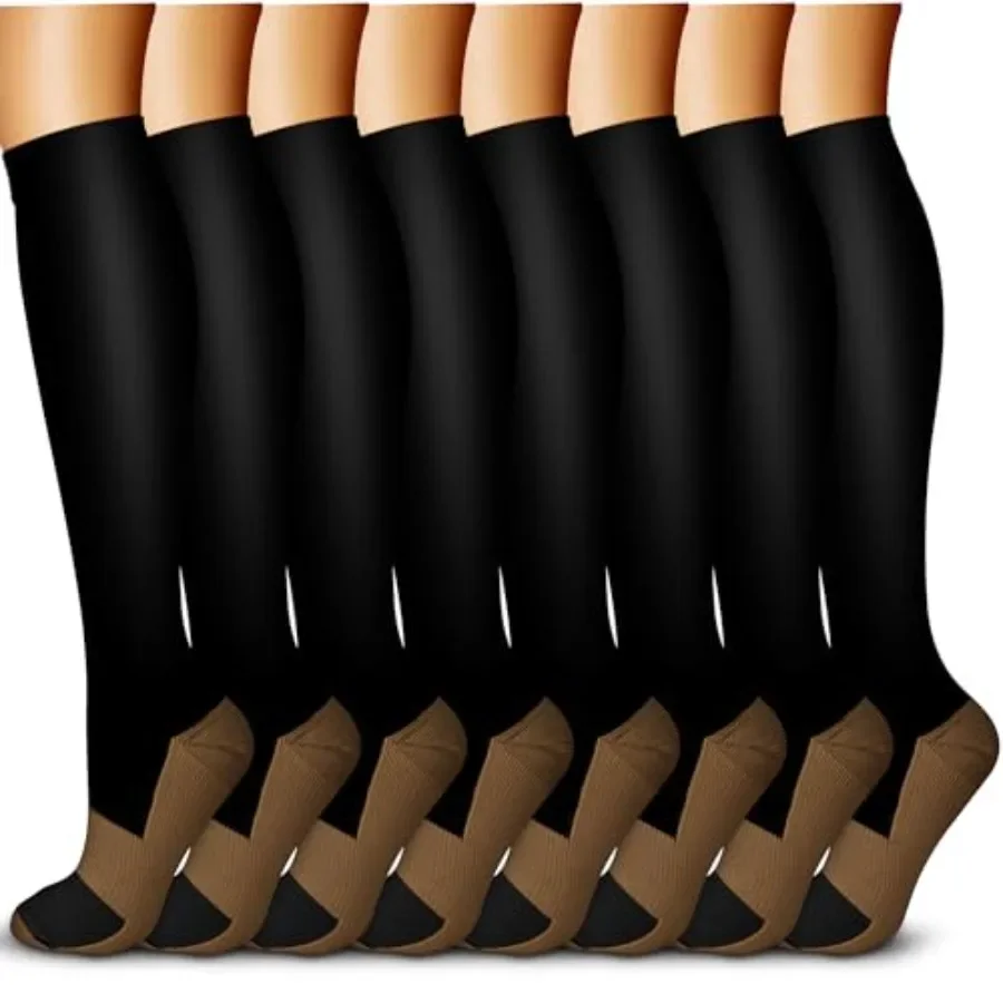 

Copper Compression Socks for Women and Men Circulation 8 Pairs - Best for Running Athletic Cycling - 15-20 mmHg