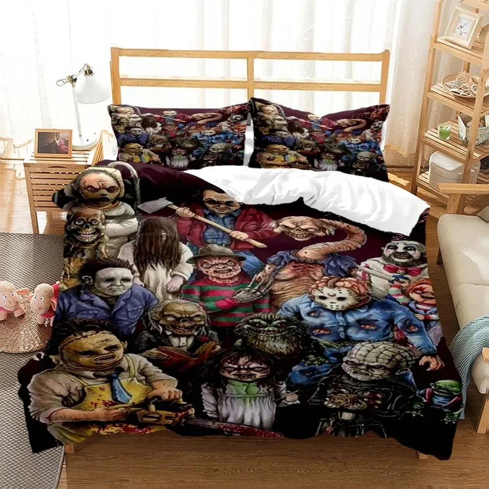 Halloween Horror Movie Clown Printed Quilt Cover Pillowcase Queen Bedding Set Bedding Set Luxury Personalized Bedding Customized