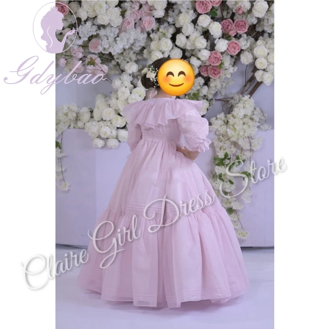 Vestidos de princesa personalizados para niña, vestidos de flores para boda, cuello redondo, largo hasta el suelo, sesión de fotos, fiesta de cumpleaños para niños, vestido de primera comunión