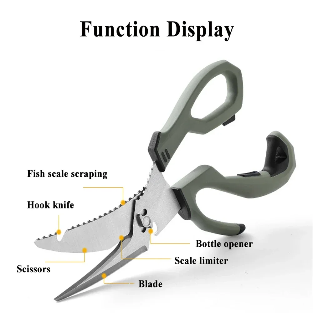 Multifunction Scissors Outdoor Survival Tool Heavy Duty Kitchen with Detachable Blades Stainless Steel Poultry Shears Scissors