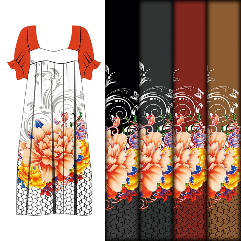 

New Island Beach Flowers Mumu Dress Polyester Printed Women's Clothing Fabric