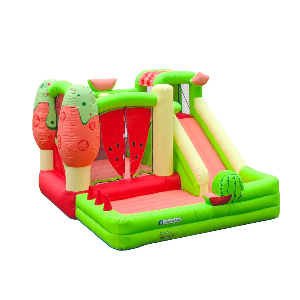 

Summer Essential Watermelon-Shaped Inflatable Bouncy Castle With Trampoline And Pool Slide For Kids' Fun In Family Backyards