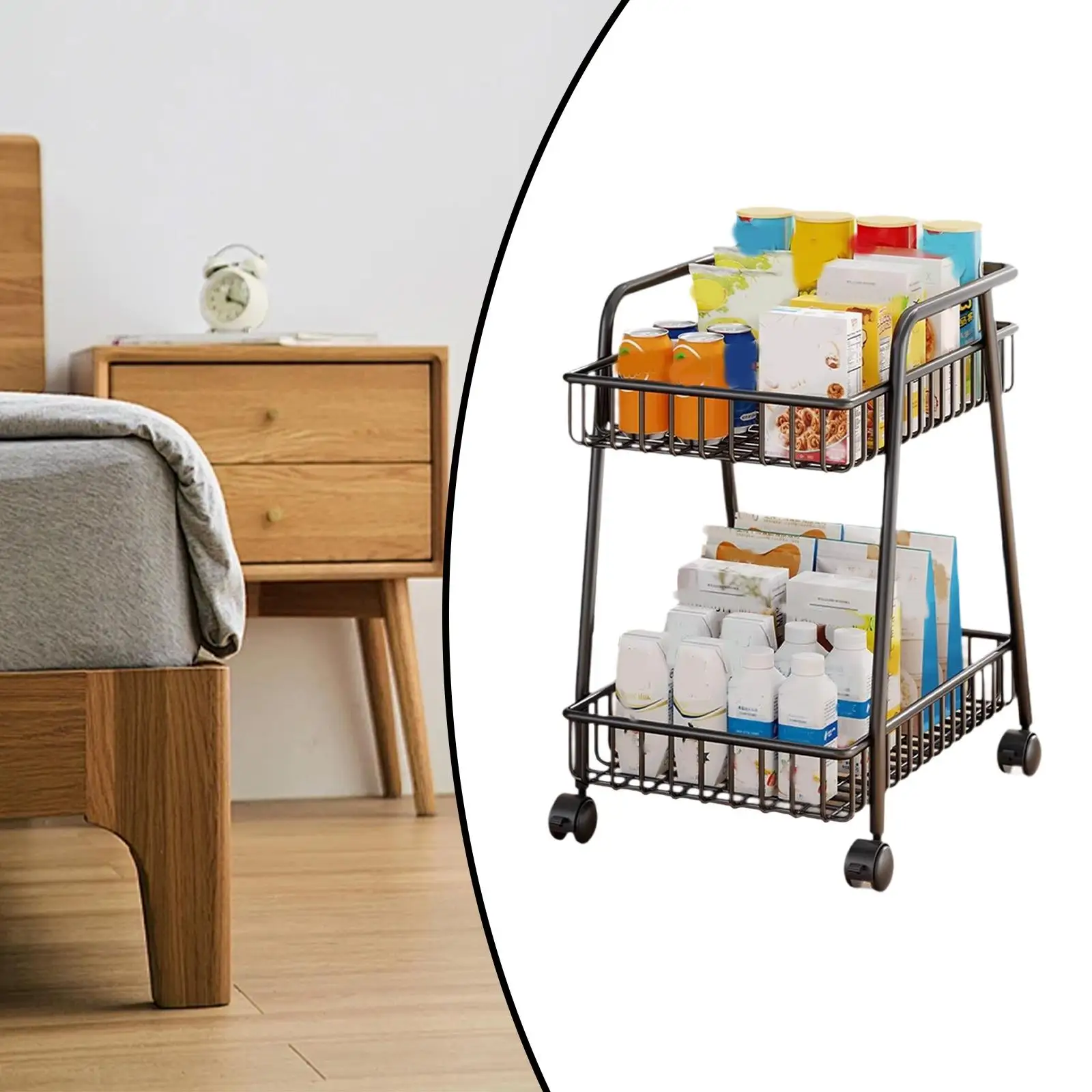 

Rolling Cart Organizer with Casters Storage Trolley for Dorm Kitchen Nursery