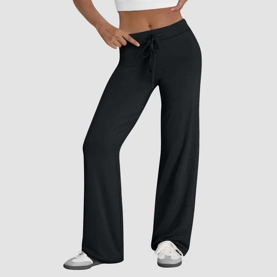 Trendy With Pockets Wide Leg Trousers Yoga Pants For Women Workout Leggings Stretchy Casual Pants With Pockets VêTement Femme