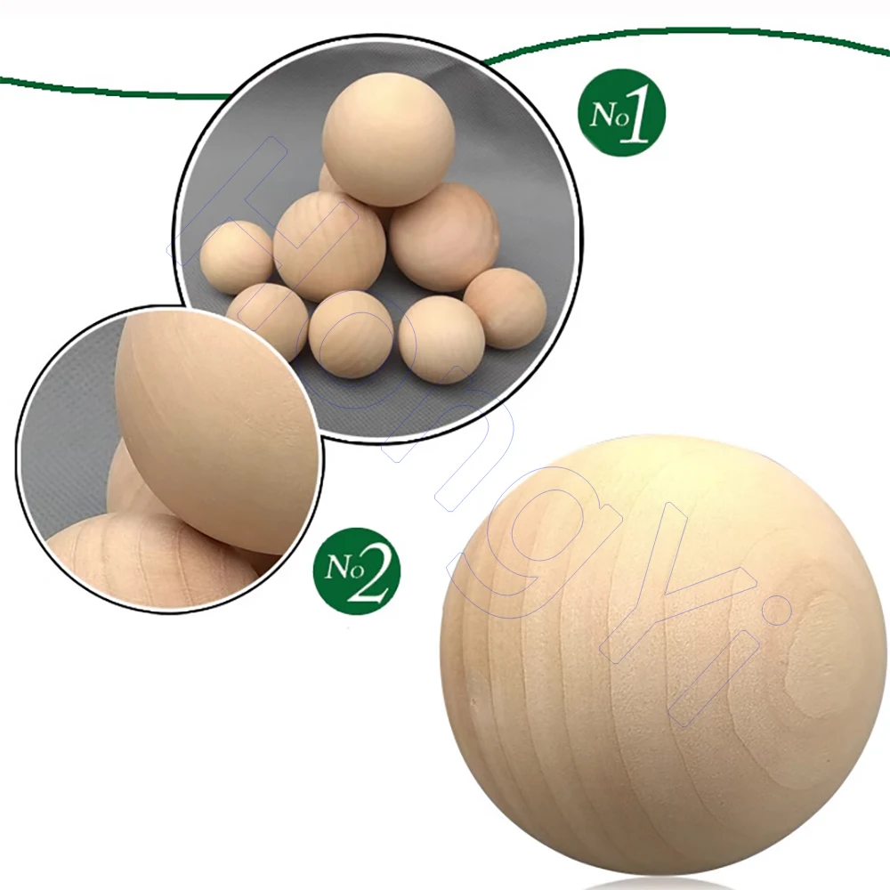 Ø6mm - 90mm Solid Wood Round Beads Natural Logs Without Hole Wooden Balls Handmade DIY For Jewelry Making Carving Paitning Craft