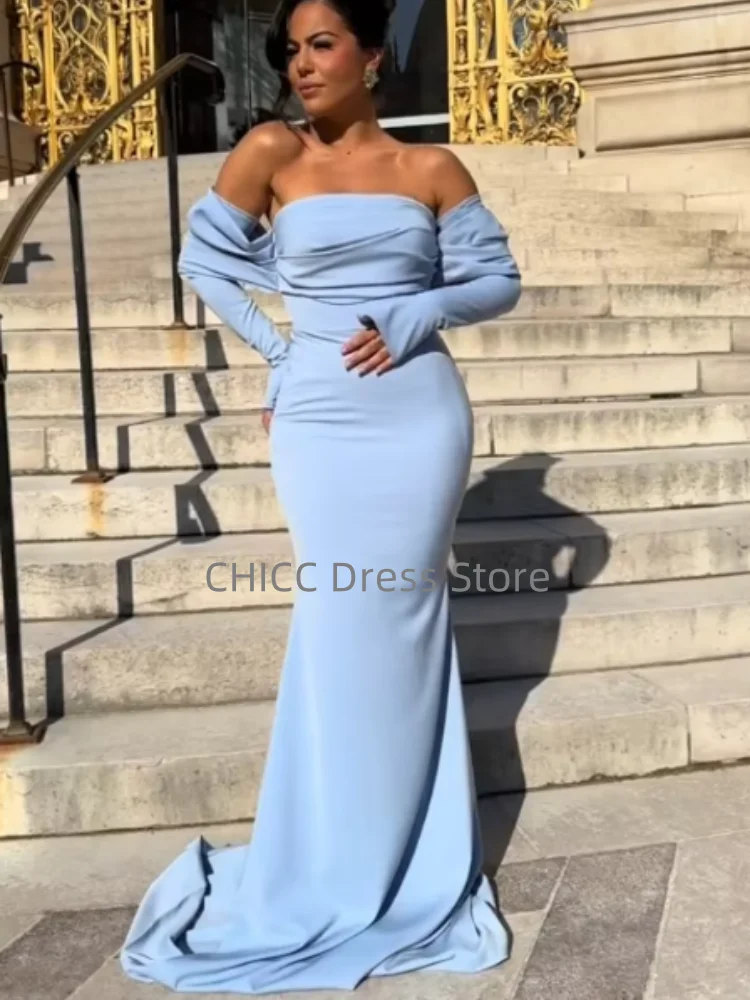 Vestidos de Noche elegantes, vestidos de fiesta de manga larga sin tirantes de sirena, vestido de fiesta para ocasiones formales, vestido personalizado