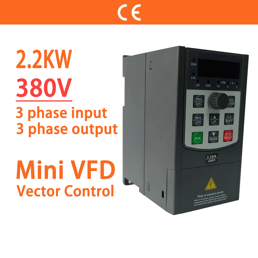 

2.2KW 380V Inverter 3 Phase Input and Output 3HP VFD Variable Frequency Drive Converter Controller for Motor Fan Speed Control