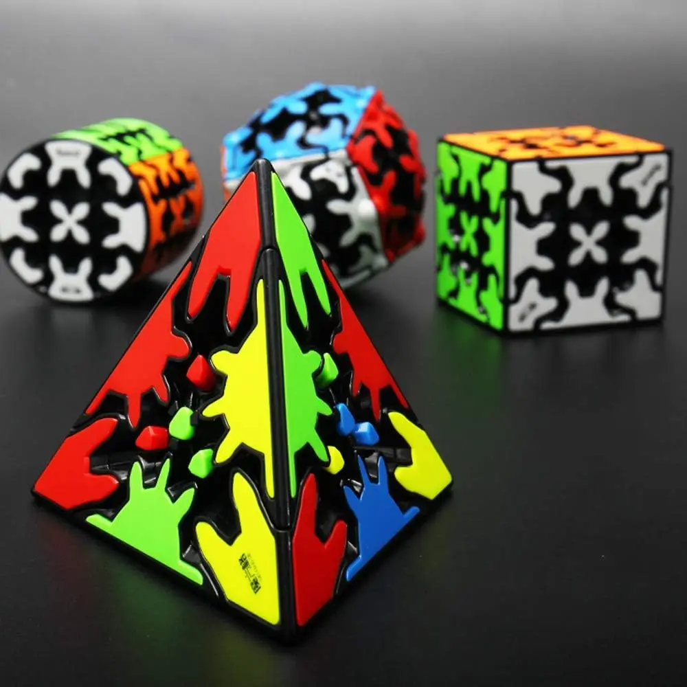 New Qiyi Gear Cube Magic Cube Bundle of Gear Pyraminx Cube 3x3 Gear Cube Gear Cylindrical and Ball Cube Speed Cube Puzzle Cubes